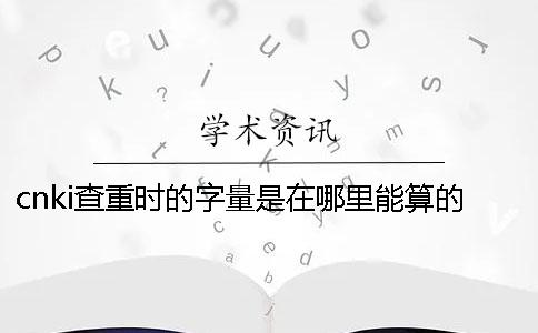 cnki查重时的字量是在哪里能算的？