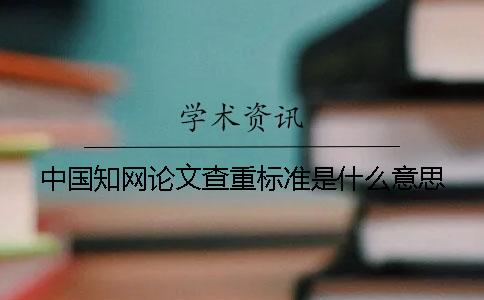 中国知网论文查重标准是什么意思