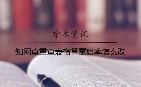 知网查重查表格算重复率怎么改